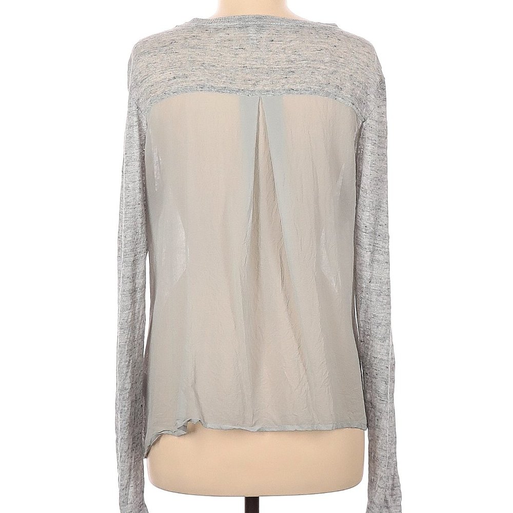 JOIE Gray Lightweight Mixed Media Linen Blend Front & Silk Rear Sweater Size L - Picture 2 of 4